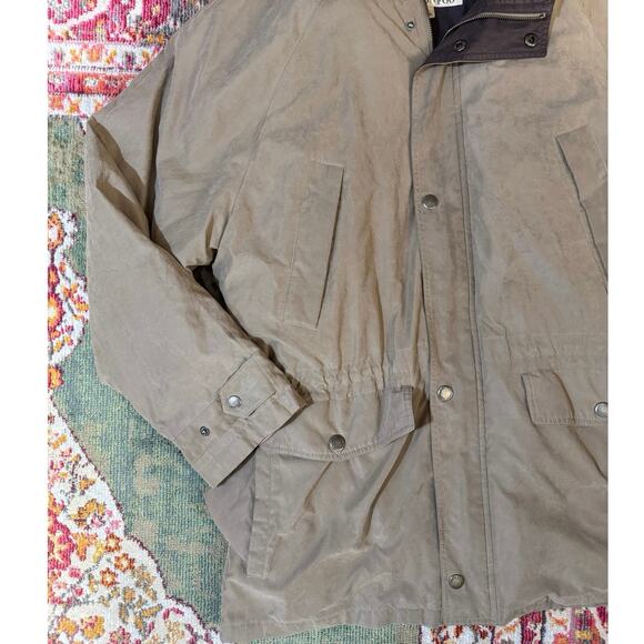 London Fog Light & Dark Brown Trench Puffer Jacket / Coat with Detachable Hood - Picture 2 of 7